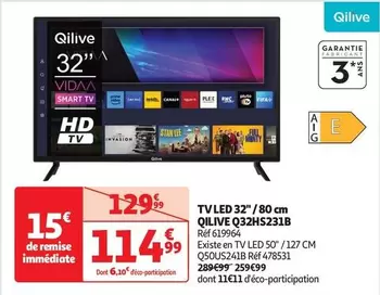 Qilive - Tv Led 32"/80 Cm Q32HS231B offre à 114,99€ sur Auchan Hypermarché