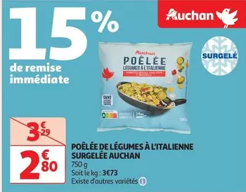 Auchan - Poêlée De Légumes À L'italienne Surgelée offre à 2,8€ sur Auchan Hypermarché