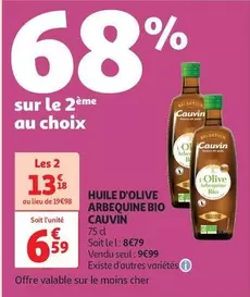 Cauvin - Huile D'Olive Arbequine Bio offre à 9,99€ sur Auchan Hypermarché