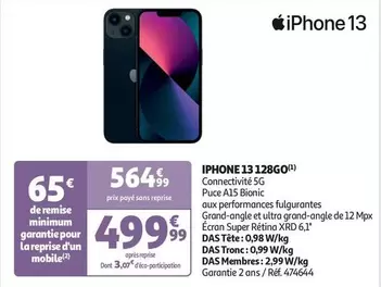 Apple - Iphone 13 128Go offre à 564,99€ sur Auchan Hypermarché