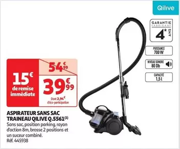 Qilive - Aspirateur Sans Sac Traineau  Q.5561 offre à 39,99€ sur Auchan Hypermarché