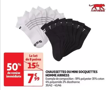 Airness - Chaussettes Ou Mini Socquettes Homme offre à 7,99€ sur Auchan Hypermarché