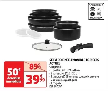 Set À Poignée Amovible 10 Pièces offre à 39,99€ sur Auchan Hypermarché