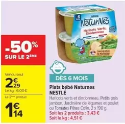 Nestlé - Plats Bébé Naturnes offre à 2,29€ sur Cora
