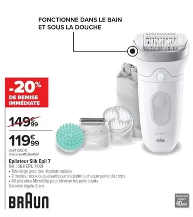 Braun - Epilateur Silk Epi 7 offre à 119,99€ sur Cora