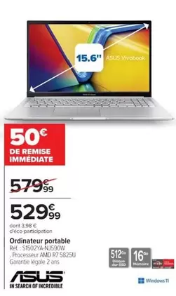 Asus - Ordinateur Portable offre à 529,99€ sur Cora