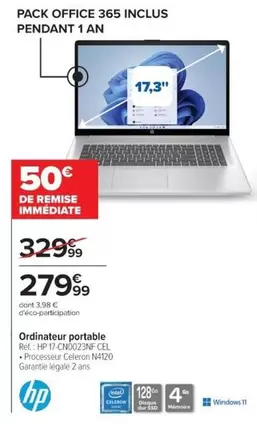 HP - Ordinateur Portable offre à 279,99€ sur Cora