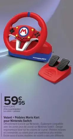Nintendo - Volant + Pédales Mario Kart Pour  Switch offre à 59,95€ sur Cora