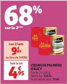 D'aucy - Coeurs De Palmiers offre à 4,95€ sur Auchan Supermarché