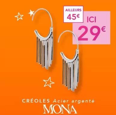 Mona - Créoles Acier Argente offre à 29€ sur Trésor Bijoux