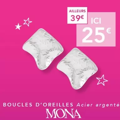 Boucles D'oreilles Acier Argente offre à 39€ sur Trésor Bijoux