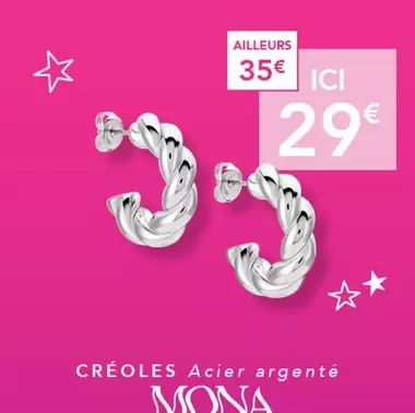 Créoles Acier Argenté offre à 29€ sur Trésor Bijoux