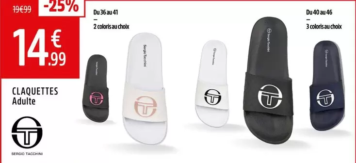Sergio Tacchini - Claquettes Adulte offre à 14,99€ sur Intersport