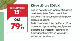 Kit De Clôture Zolux offre à 79,99€ sur Truffaut