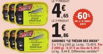 Le Trèsor Des Dieux - Sardines offre à 4,65€ sur E.Leclerc