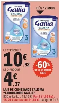 Laboratoire Gallia - Lait De Croissance Calisma offre à 10,92€ sur E.Leclerc