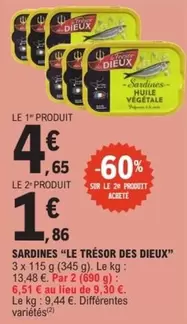 Sardines "le Trésor Des Dieux" offre à 4,65€ sur E.Leclerc Express