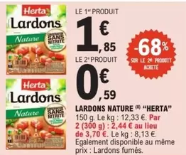 Herta - Lardons Nature offre à 1,85€ sur E.Leclerc Express