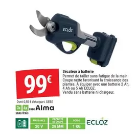 Ecloz - Sécateur À Batterie offre à 99€ sur Gamm vert
