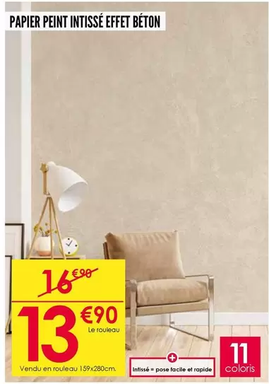 Papier Peint Intissé Effet Béton offre à 13,9€ sur Décor Discount