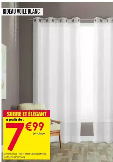 Rideau Voile Blanc offre à 7,99€ sur Décor Discount