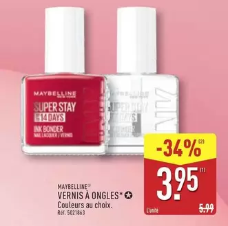 MAYBELLINE - Vernis A Ongles offre à 3,95€ sur Aldi