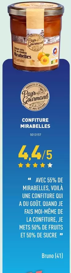 Pays Gourmand - Confiture Mirabelles offre à 44,75€ sur Aldi