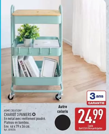 Home Creation - Chariot 3 Paniers offre à 24,99€ sur Aldi