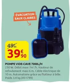 Pompe Vide-cave 7000l/h offre à 39,9€ sur Rural Master