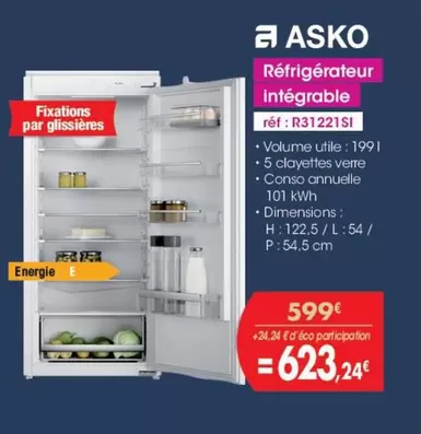 Asko - Réfrigérateur Intégrable offre à 599€ sur PRO&Cie