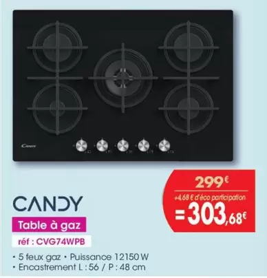 Candy - Table À Gaz offre à 299€ sur PRO&Cie