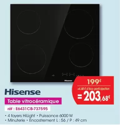 Hisense - Table Vitrocéramique offre à 199€ sur PRO&Cie