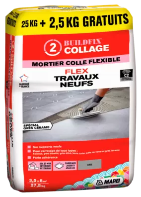 Mortier Flex Travaux Neuf 25 + 2,5 Kg(1) offre à 13,9€ sur Brico Dépôt