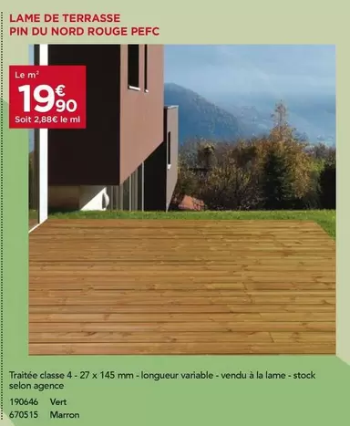 Lame De Terrasse Pin Du Nord Rouge Pefc offre à 19,9€ sur Gedimat