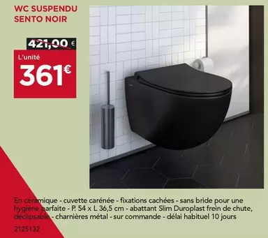 Wc Suspendu Sento Noir offre à 361€ sur Gedimat