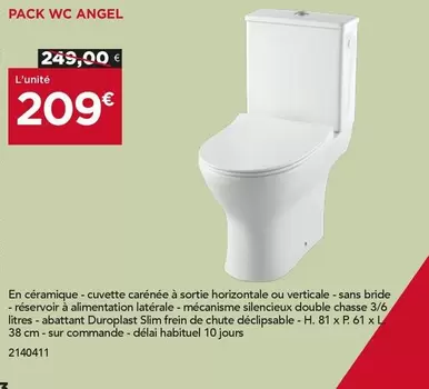 Pack Wc Angel offre à 209€ sur Gedimat