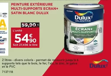Dulux - Peinture Extérieure Multi-Supports Ecran+ Satin Blanc offre à 54,9€ sur Gedimat