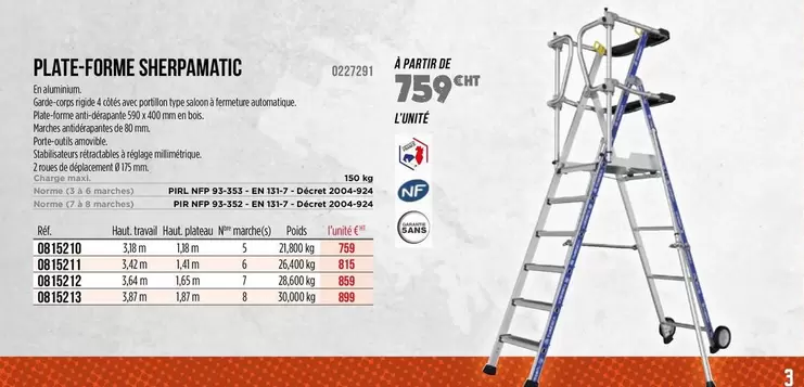 Plate-Forme Sherpamatic offre à 759€ sur Champion Direct