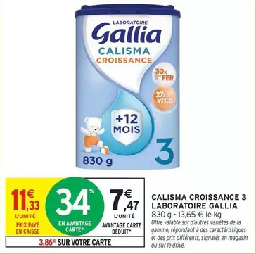 Gallia - Calisma Croissance 3 Laboratoire offre à 11,33€ sur Intermarché Hyper