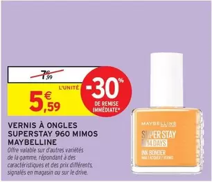 MAYBELLINE - Vernis À Ongles Superstay 960 Mimos offre à 5,59€ sur Intermarché Hyper