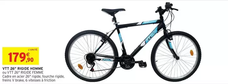 Vtt -  26" RIDGE HOMME offre à 179,9€ sur Intermarché Hyper