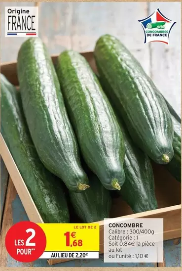 Concombre offre à 1,68€ sur Intermarché Hyper