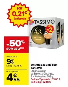 Tassimo - Dosettes De Café L'or offre à 9,11€ sur Carrefour Drive