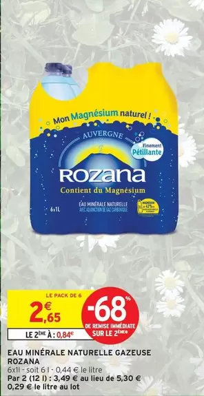Rozana - Eau Minérale Naturelle Gazeuse offre à 2,65€ sur Intermarché Express