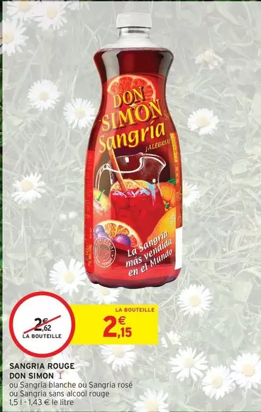 Don Simon - Sangria Rouge offre à 2,15€ sur Intermarché Express