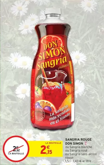 Don Simon - Sangria Rouge offre à 2,15€ sur Intermarché Express