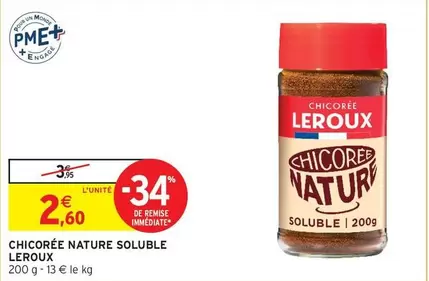 Leroux - Chicorée Nature Soluble offre à 2,6€ sur Intermarché Express