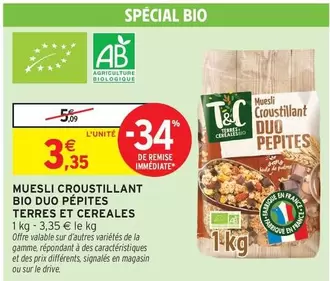 Signal - Muesli Croustillant Bio Duo Pepites offre à 3,35€ sur Intermarché Express