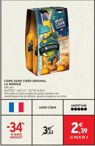La Mordue - Cidre Hard Cider Original offre à 2,39€ sur Intermarché Contact