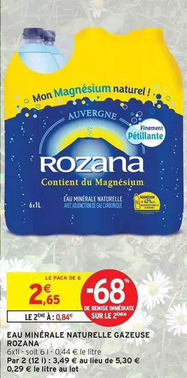 Rozana - Eau Minérale Naturelle Gazeuse offre à 2,65€ sur Intermarché Contact